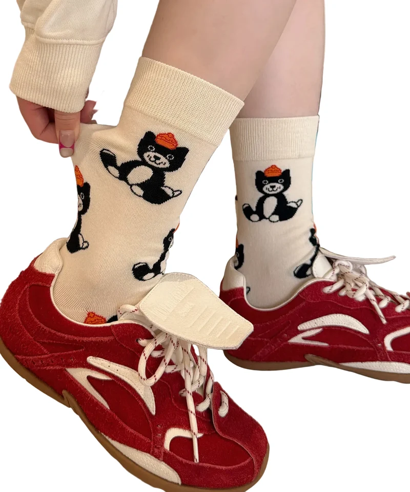 Unisex Halfhoge Sokken Met Cartoonprint Casual Comfort