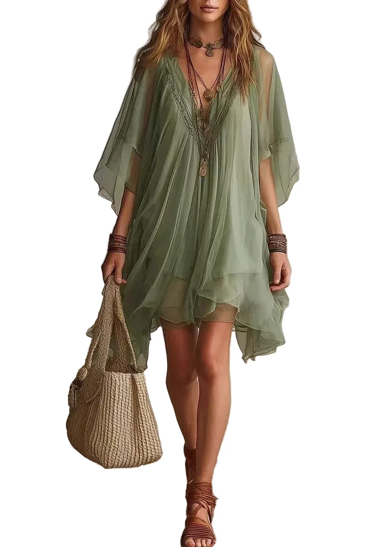 Dames Oversized Jurk Tweedelige Set Bohemien Stijl