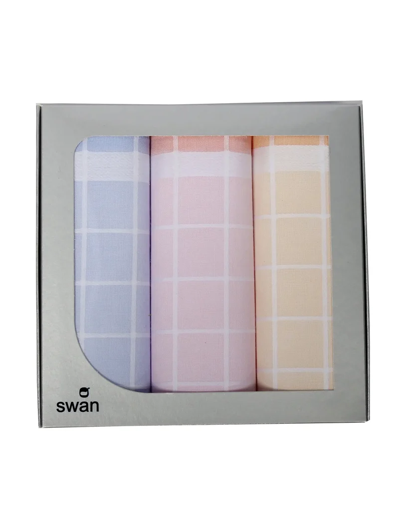 Swan 3 stuks Dames zakdoeken Ruit