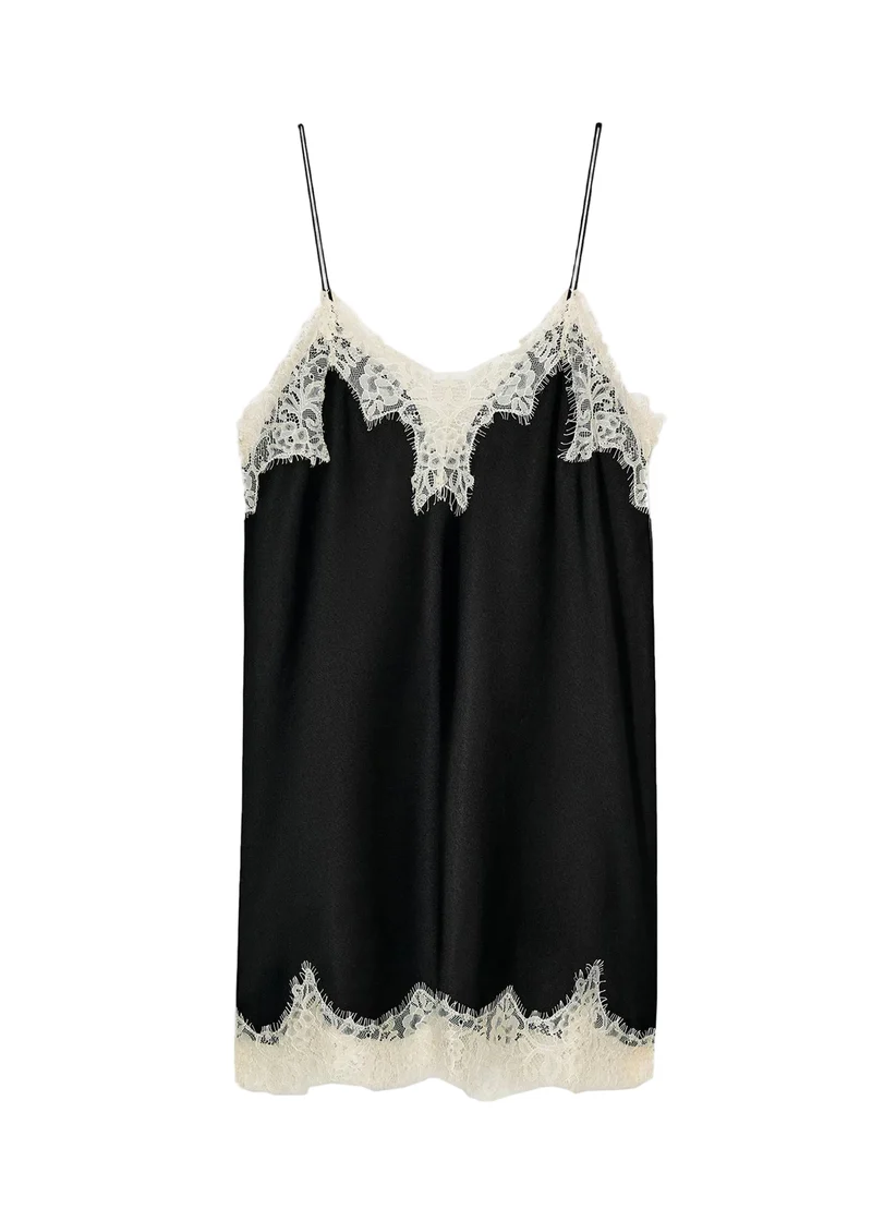 Dames Top Spaghetti Bandjes Kant Patchwork