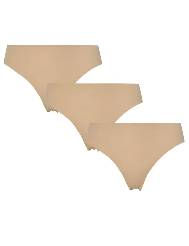 Pieces 3-pack naadloze dames string - invisible