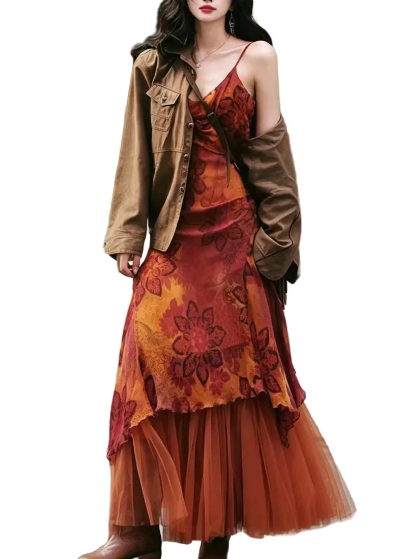 Dames Jurk Asymmetrisch Print Tweedelige Set voor Zomerse Evenementen