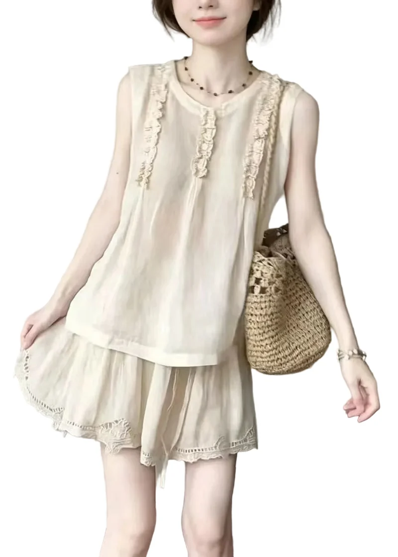 Dames Tweedelige Set Vintage Stijl Zonder Mouwen