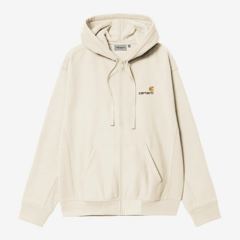 Carhartt WIP HEREN American Script Jas met ritssluiting en capuchon | Naturel