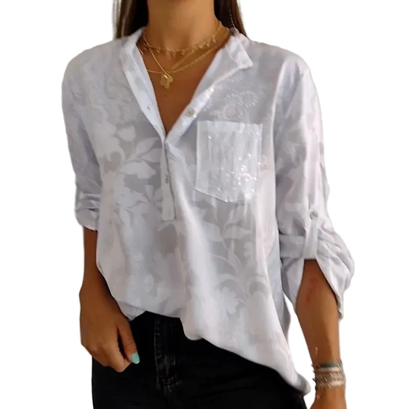 Dames Blouse Met Print en Voorzak Casual Stijl