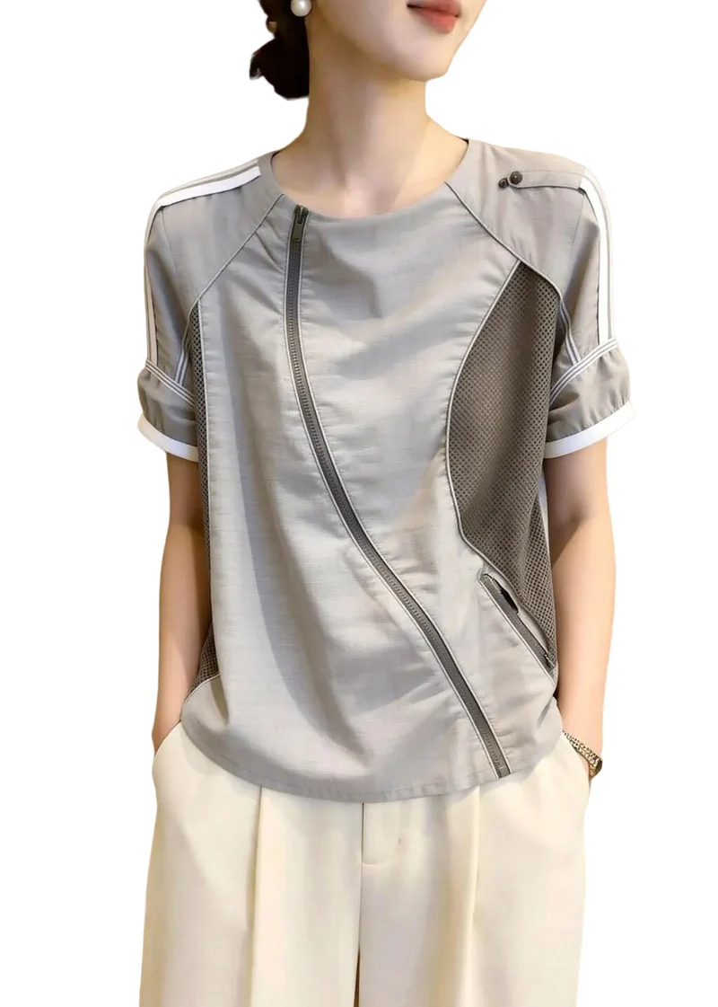 Dames Blouse Patchwork O-hals Zomerstijl