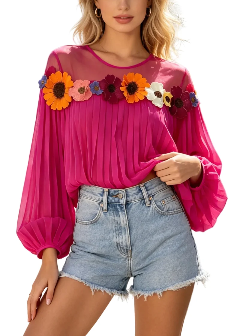 Dames Top Oversized Patchwork Bloemenprint