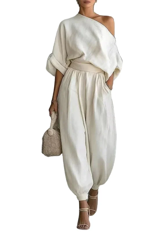Tweedelige Set Dames Oversized Eén Schouder Zomerstijl