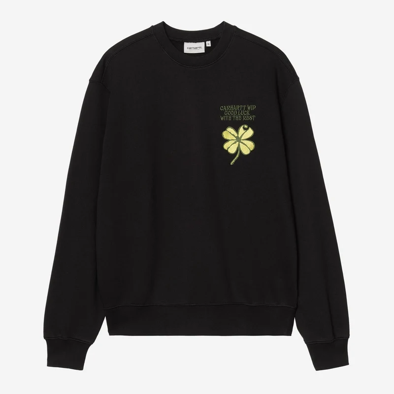 Carhartt WIP Herensweatshirt met klaverprint | Zwart