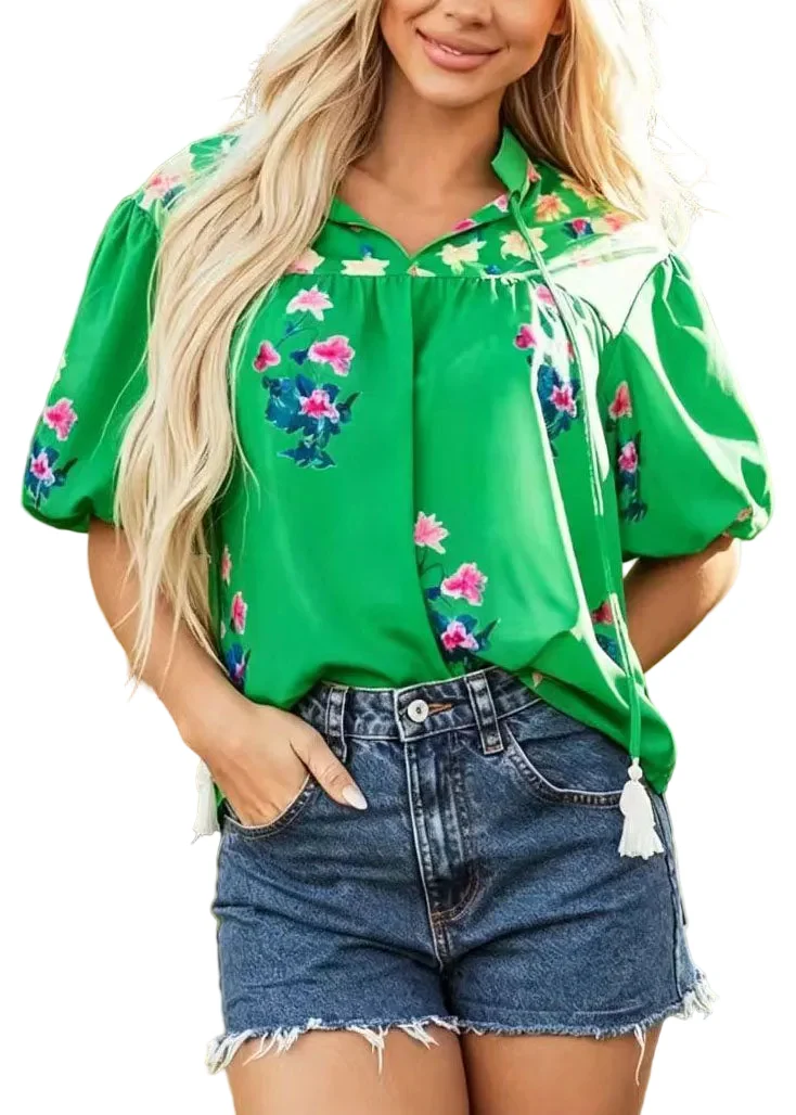 Dames Top Boho V-hals met Kwastjesprint
