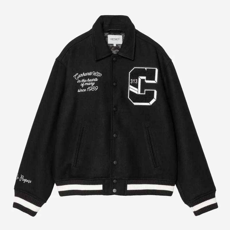 Carhartt WIP Heren World Class Varsity Jacket | Zwart