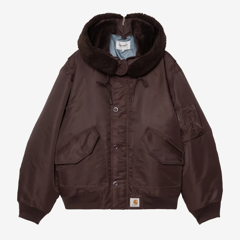 Carhartt WIP Oltera bommenwerperjack met capuchon voor heren | Palissander / Angeliet