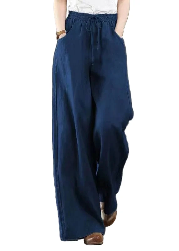 Dames Rechte Broek Met Tailleband En Zakken