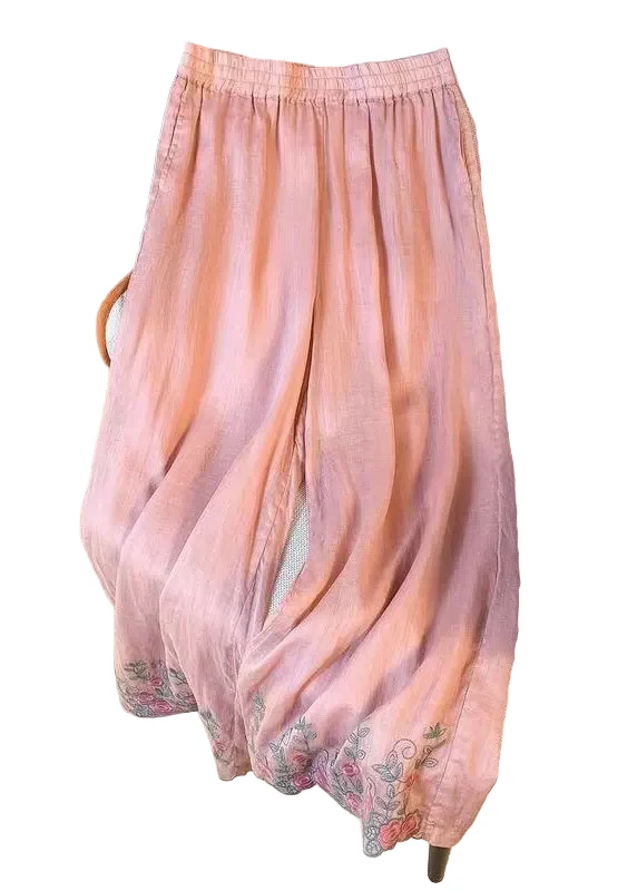 Dames Casual Broek Met Borduursel En Elastische Taille