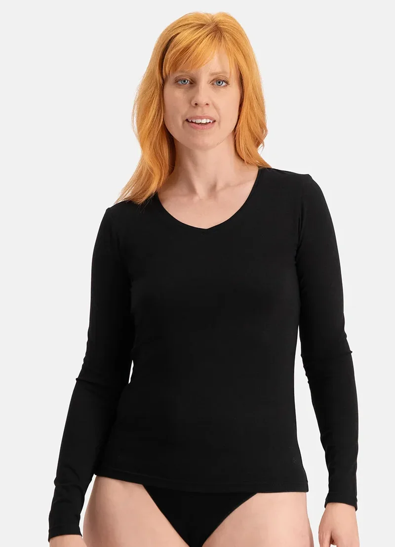 Bamboo Basics 2-pak dames shirts lange mouw V-hals - Liv