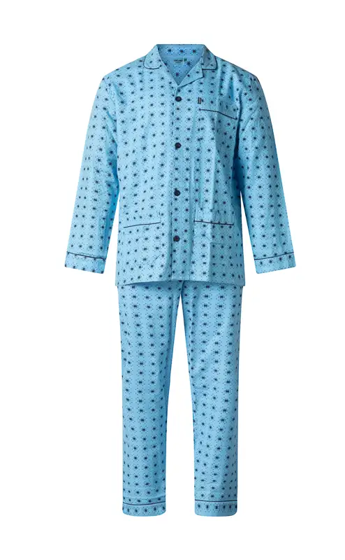 Gentlemen flanellen heren pyjama - 9443 - Blauw