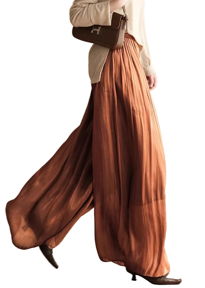 Dames Wijde Pijpen Broek Met Elastische Taille