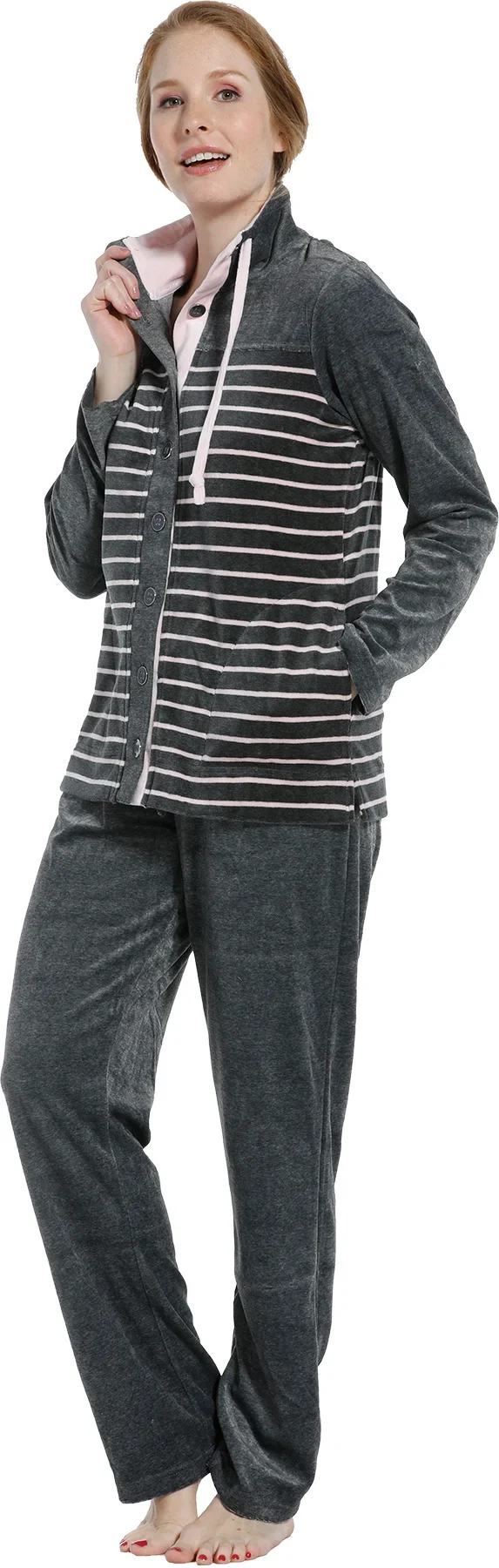 Pastunette pyjama pak dames velours - warm huispak - lange mouwen