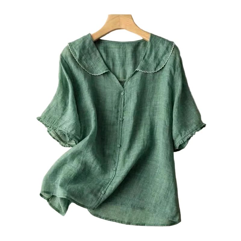 Dames Blouse Vintage met Geschulpte Kraag