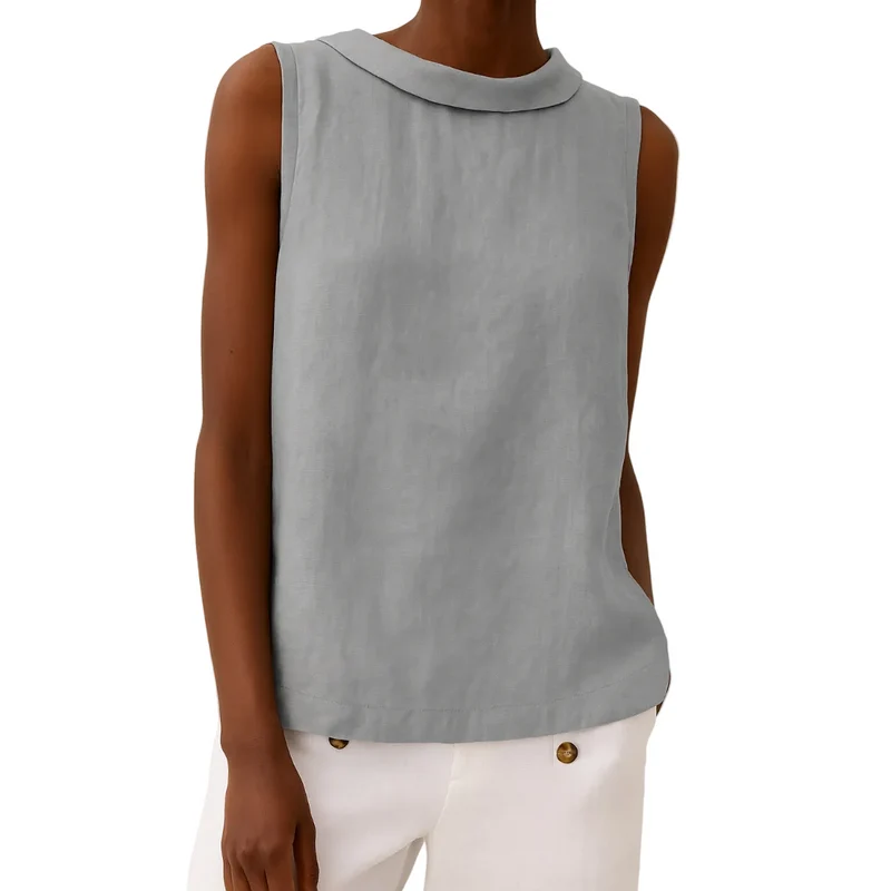 Dames Mouwloze Top Met Rolkraag Voor Een Chique Zomerlook
