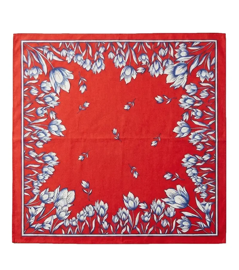 Boeren zakdoek rood Tulpen 55 x 55 cm