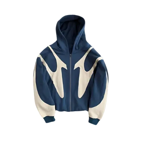 Heren Hoodie Met Ritssluiting en Patchwork Design