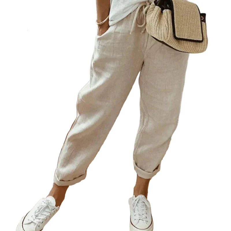 Damesbroek Met Trendy Snit En Verstelbare Elastische Taille