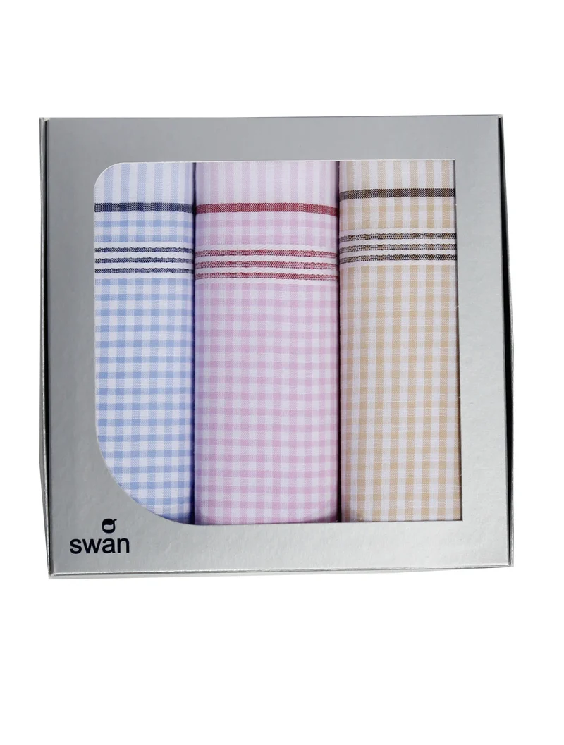 Swan 3-pak Dames zakdoeken Vintage Ruit