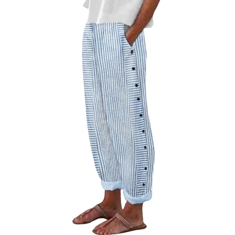Damesbroek Met Elastische Taille en Zijzakken