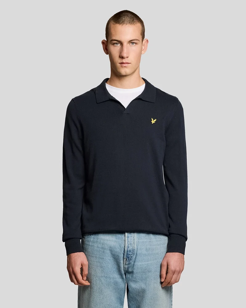 Lyle & Scott Heren katoenen polotrui | Donkerblauw