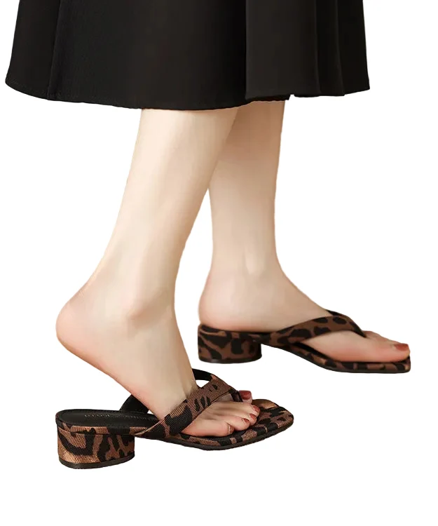 Dames Slippers met Dikke Hak en Luipaardprint