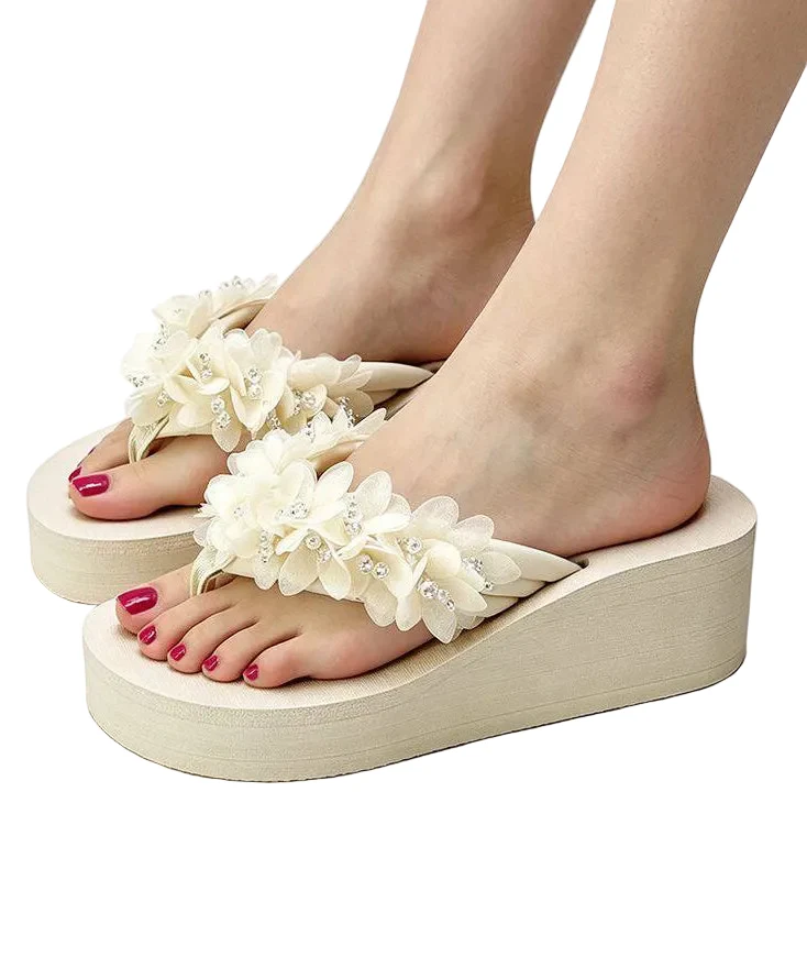 Dames Bloemen Slippers met Sleehak