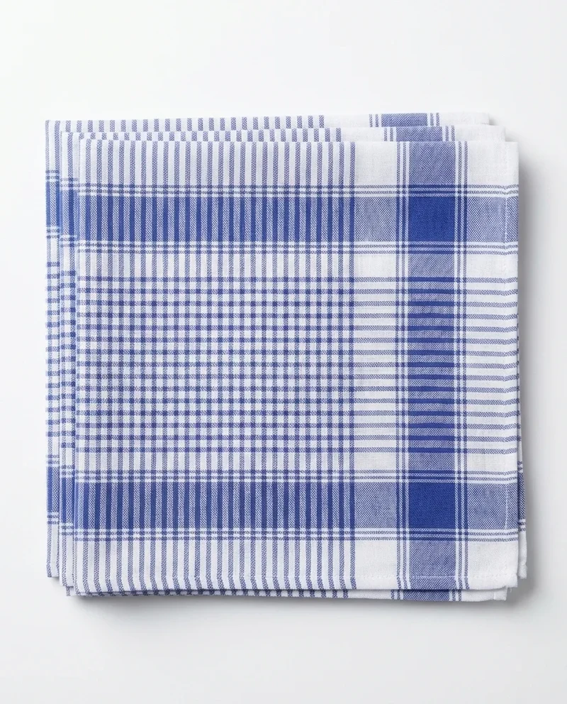 Tiseco 12 stuks Heren zakdoeken Vichy Blauw