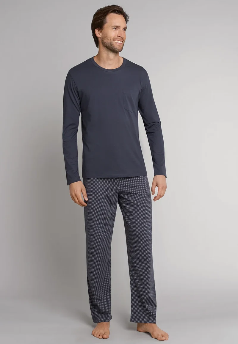 Schiesser heren pyjama extra lang - Grijs - NOS