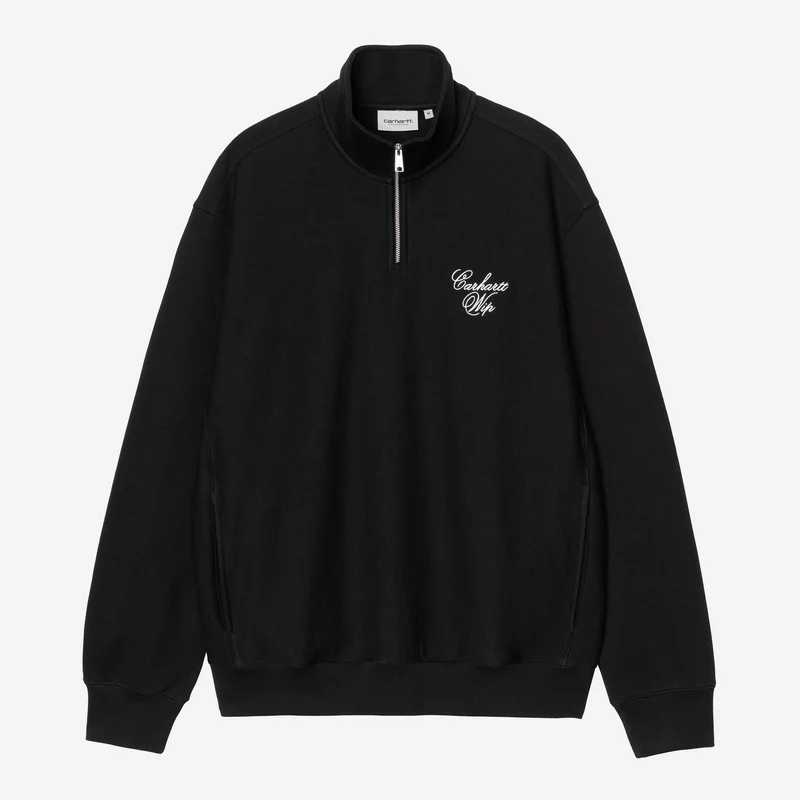 Carhartt WIP Heren Longhand Half Zip Sweatshirt | Zwart