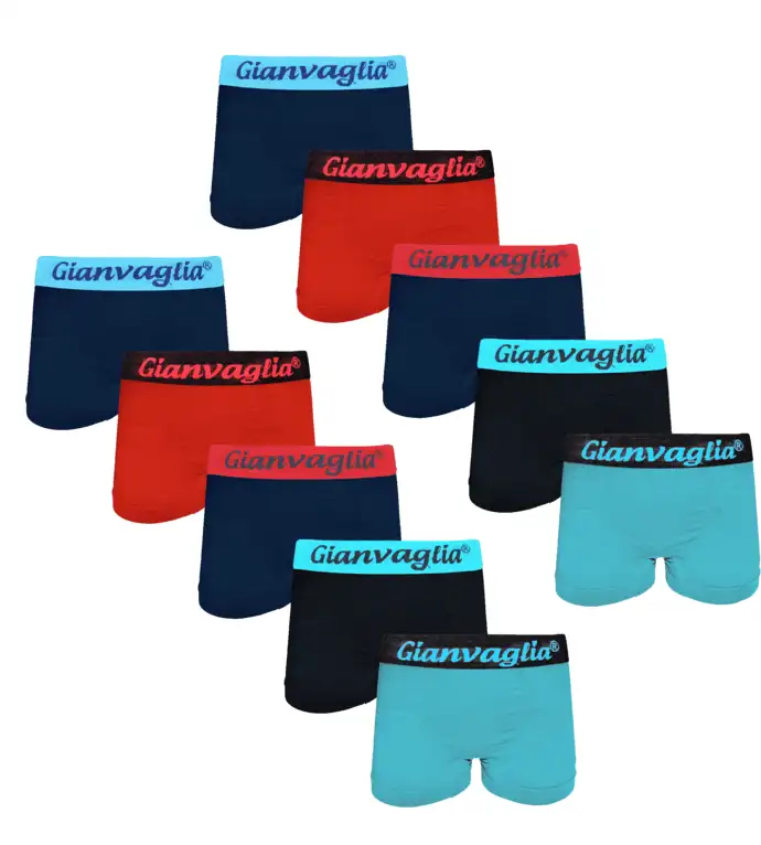 Gianvaglia 10-Pack jongens boxershorts - Blauw/Rood