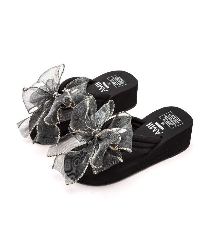 Dames Wig Slippers Met Tule Strik