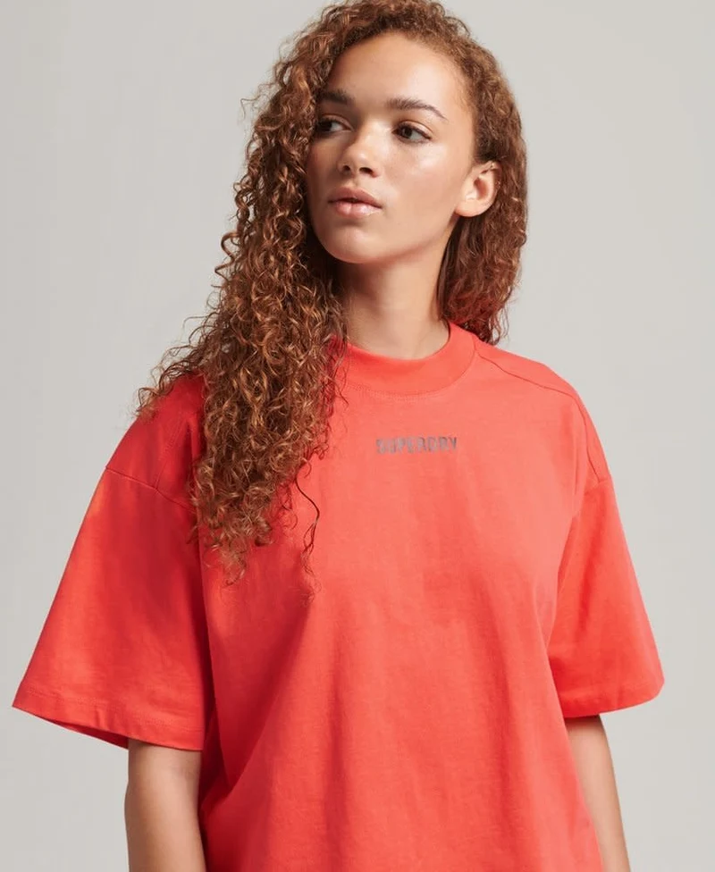 Superdry Sport Code Tech Boxy Tee Coral