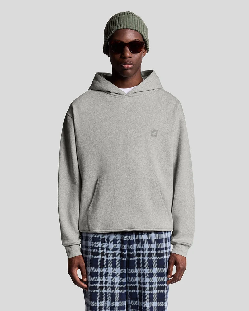 Lyle & Scott Heren loungepullover hoodie | Lichtgrijs gemêleerd