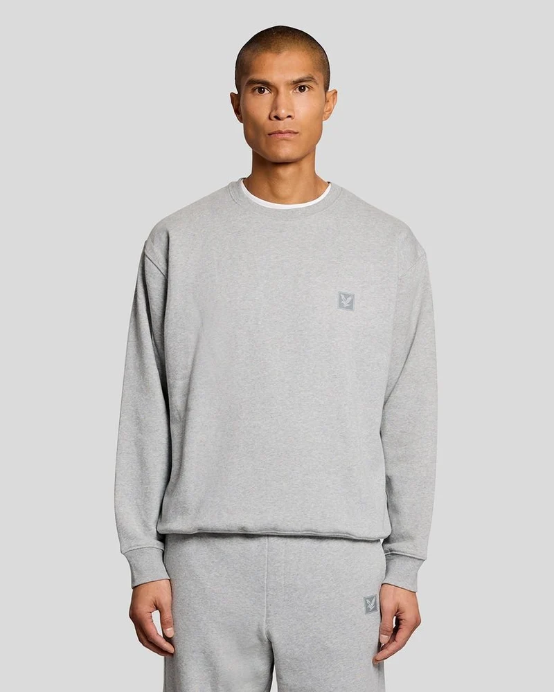 Lyle & Scott Heren lounge sweater met ronde hals | Lichtgrijs gemêleerd