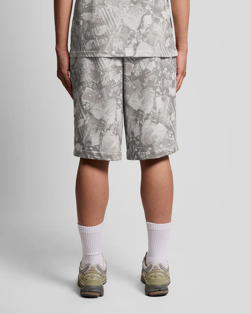 Lyle & Scott Heren sweatshorts met industriële print | Koudgrijs