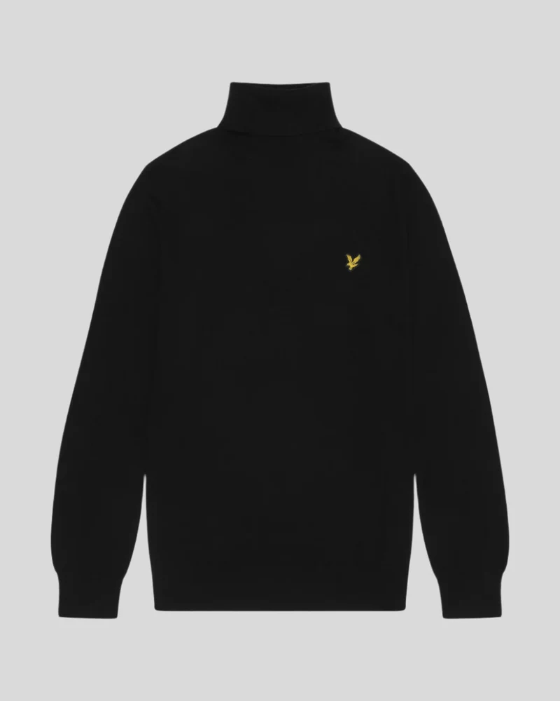 Lyle & Scott Heren coltrui van katoen en merinowol | Gitzwart