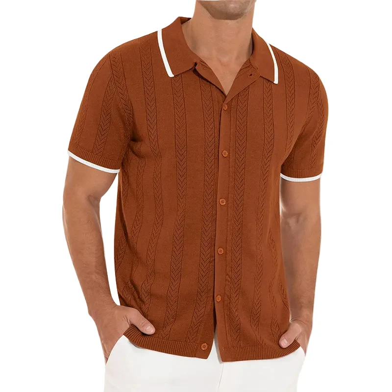Heren Vest Casual Met Open Patroon Korte Mouwen