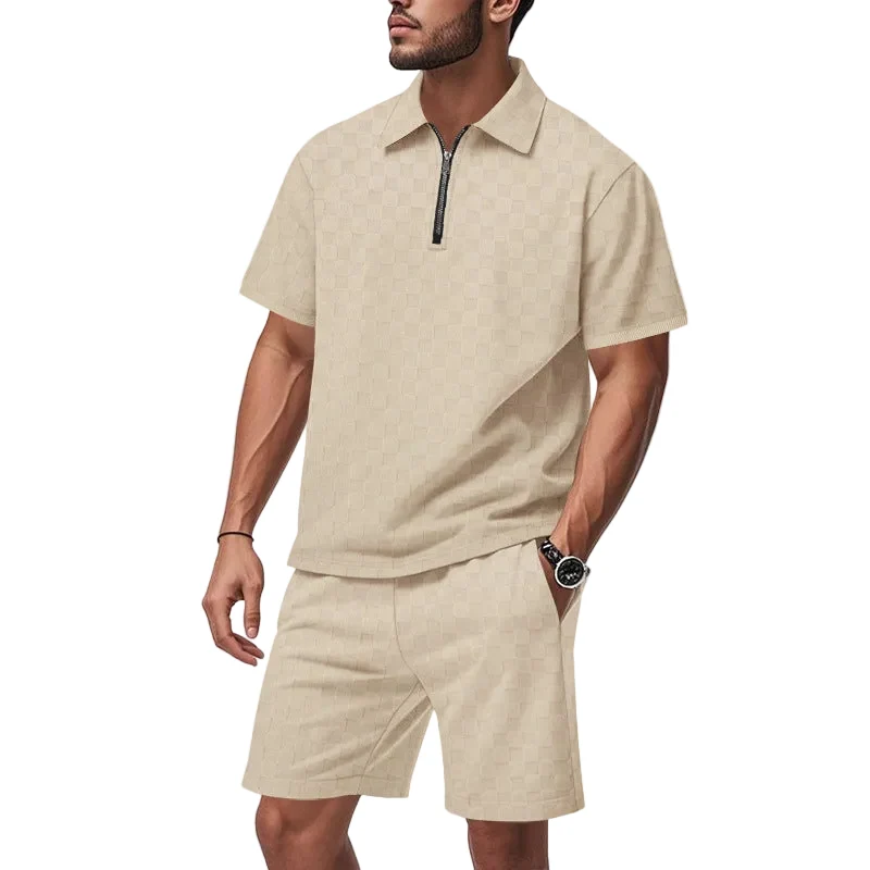 Heren Polo en Short Geometrische Set