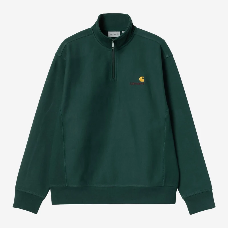 Carhartt WIP Heren halve rits American Script Sweatshirt | Donkere spar
