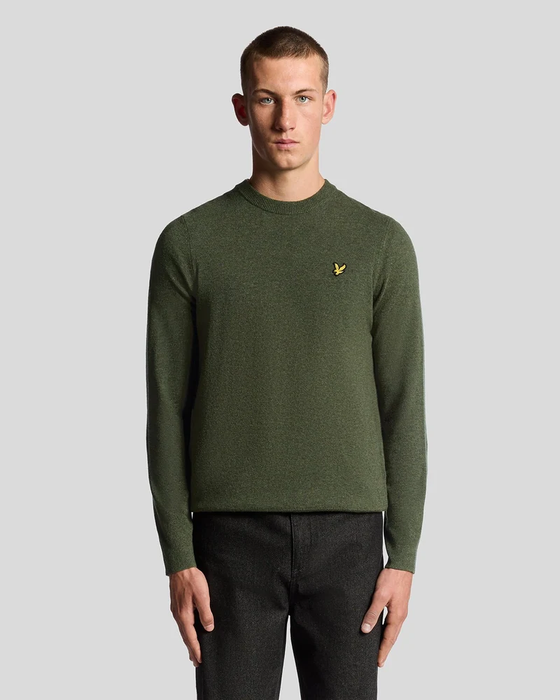 Lyle & Scott Trui met ronde hals voor heren, gemaakt van een lamswolmix | Diep gemêleerd