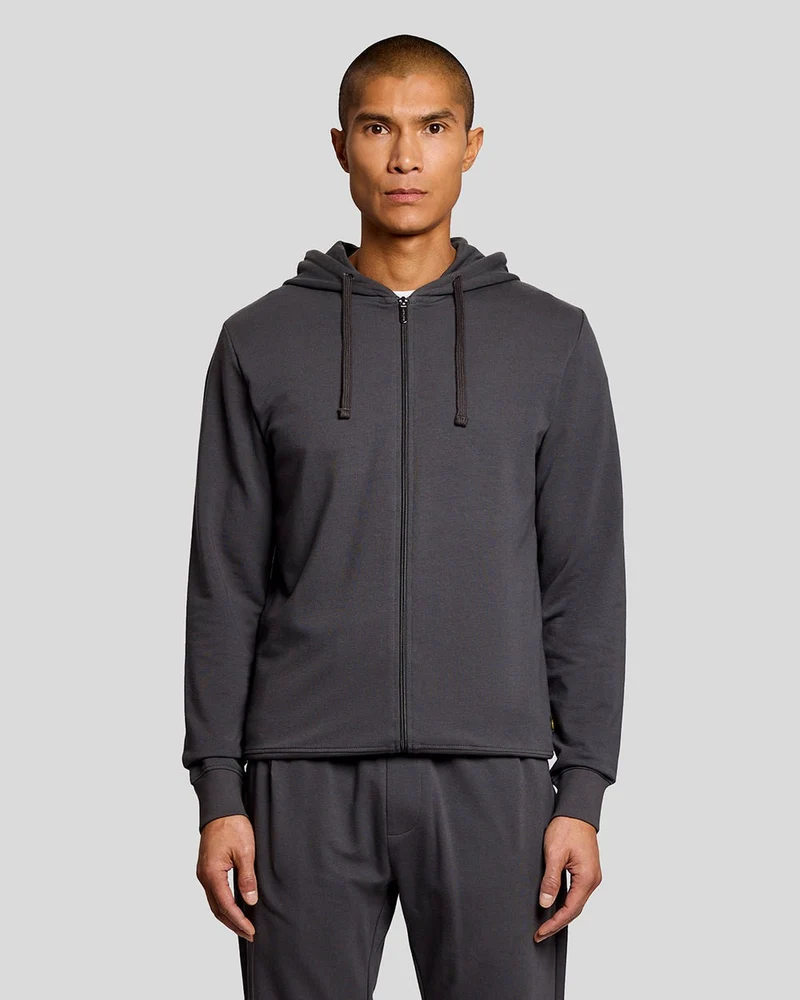 Lyle & Scott Lichtgewicht lounge hoodie met rits voor heren | Gunmetal
