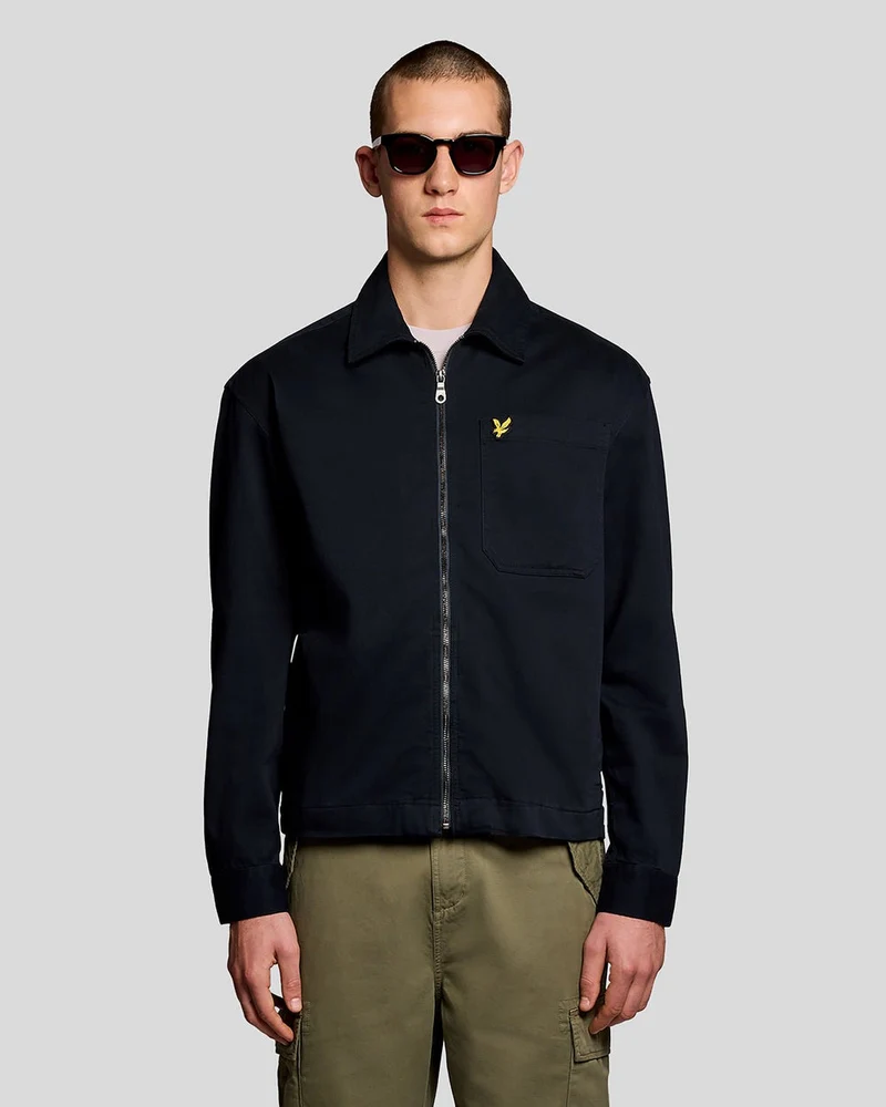Lyle & Scott Lichtgewicht herenoverhemd met enzymwassing | Donkerblauw