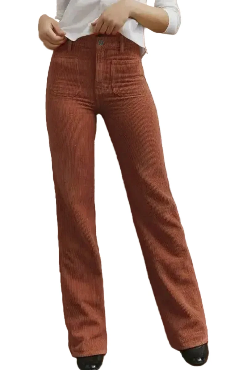 Dames Pantalon Hoge Taille met Vierkante Zakken
