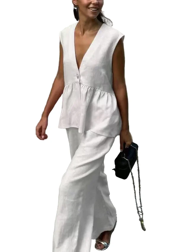 Dames Oversized Tweedelige Set met V-hals